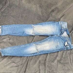 Zara Men's Distressed Skinny Jeans - Light Blue
